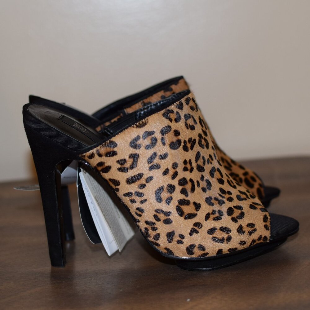 MANGO Animal Print Leather Hair On Cheetah Peep Toe Heels Date Night Classy - 6 - Picture 5 of 12
